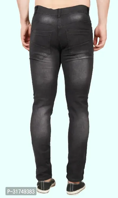 Stylish Black Cotton Blend Solid Mid-Rise Jeans For Men-thumb2