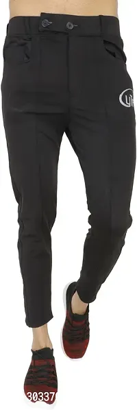 Mevan Comfortable Black Cotton Blend Regular Track Pants For Men-thumb0