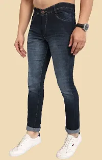 Classic Blue Cotton Blend Solid Jeans For Men-thumb2