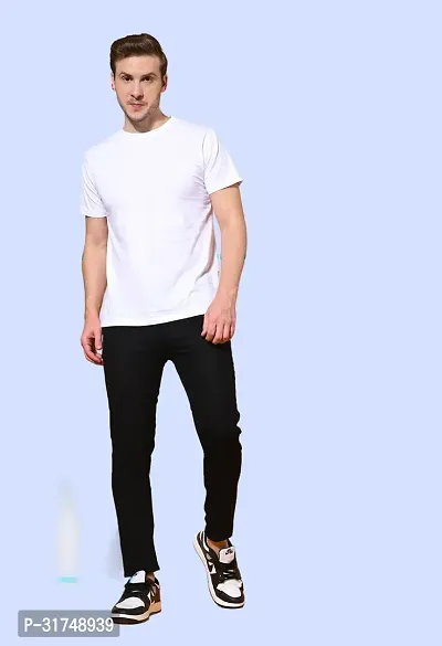 Stylish Black Denim Solid Mid-Rise Jeans For Men-thumb2