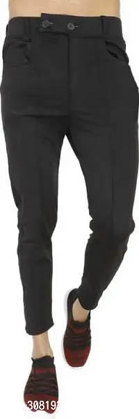 Mevan Stylish Black Polyester Solid Regular Fit Trouser For Men