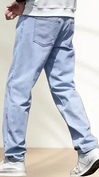 Stylish Blue Denim Solid Mid-Rise Jeans For Men-thumb1