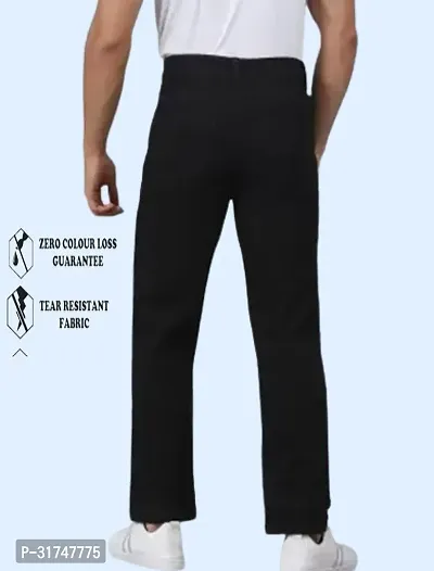 Stylish Black Cotton Blend Solid Mid-Rise Jeans For Men-thumb2