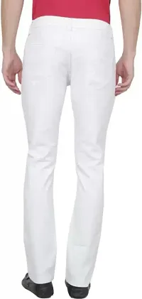 Stylish White Cotton Blend Mid-Rise Jeans For Men-thumb1