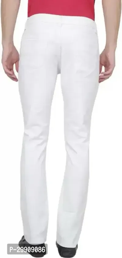 Stylish White Cotton Blend Mid-Rise Jeans For Men-thumb2