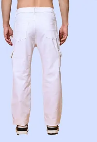 Stylish White Denim Solid Mid-Rise Jeans For Men-thumb1