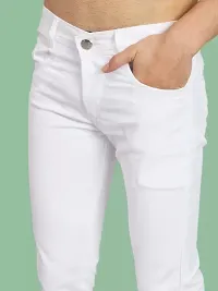 Stylish White Denim Solid Jeans For Men-thumb2