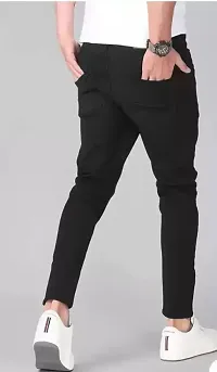 Stylish Black Denim Solid Regular Fit Jeans For Men-thumb1