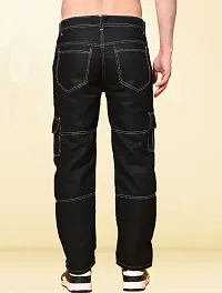 Stylish Black Denim Solid Mid-Rise Jeans For Men-thumb1