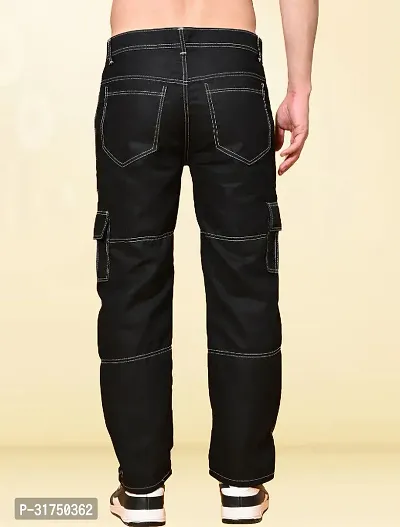 Stylish Black Denim Solid Mid-Rise Jeans For Men-thumb2