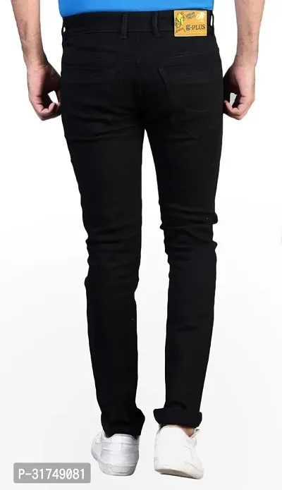 Stylish Black Cotton Blend Solid Mid-Rise Jeans For Men-thumb2