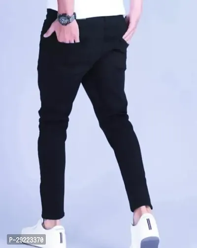 Stylish Black Denim Solid Mid-Rise Jeans For Men-thumb4