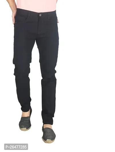 Stylish Black Denim Mid-Rise Jeans For Men