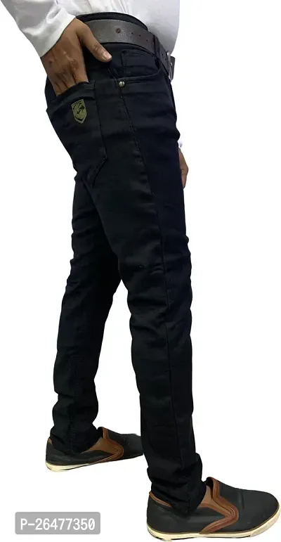 Stylish Black Polycotton Mid-Rise Jeans For Men-thumb4