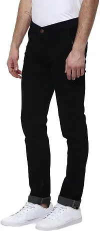 Stylish Black Cotton Blend Mid-Rise Jeans For Men-thumb2