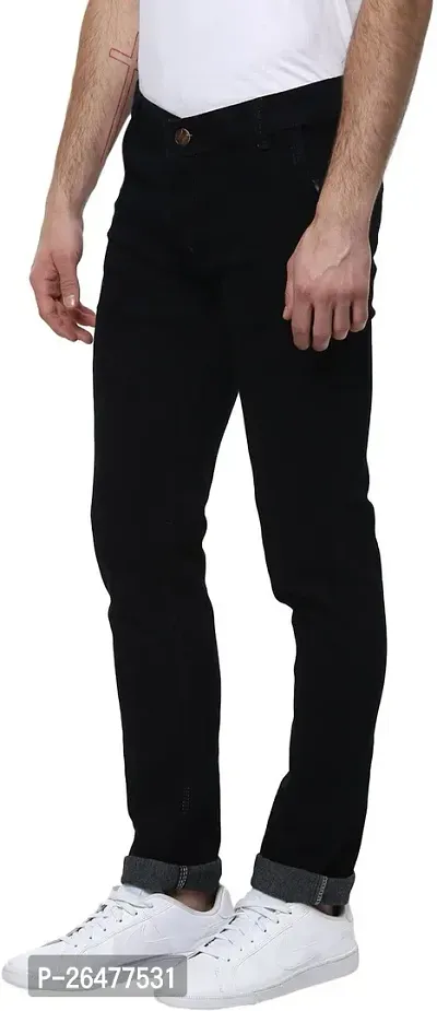 Stylish Black Cotton Blend Mid-Rise Jeans For Men-thumb3