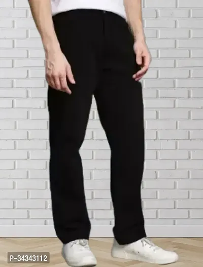 Stylish Black Denim Solid Jeans For Men-thumb0