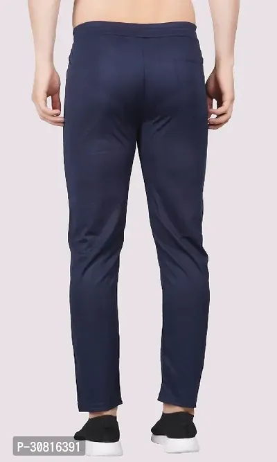 Stylish Blue Lycra Blend Regular Track Pants for Men-thumb2