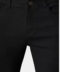 Stylish Black Denim Solid Jeans For Men-thumb2