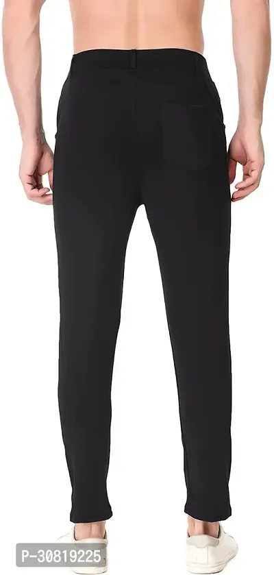 Mevan Stylish Black Lycra Blend Solid Regular Fit Trouser For Men-thumb2