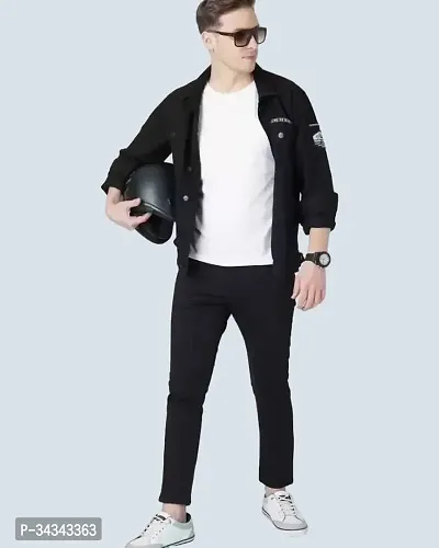 Stylish Black Denim Solid Jeans For Men-thumb3