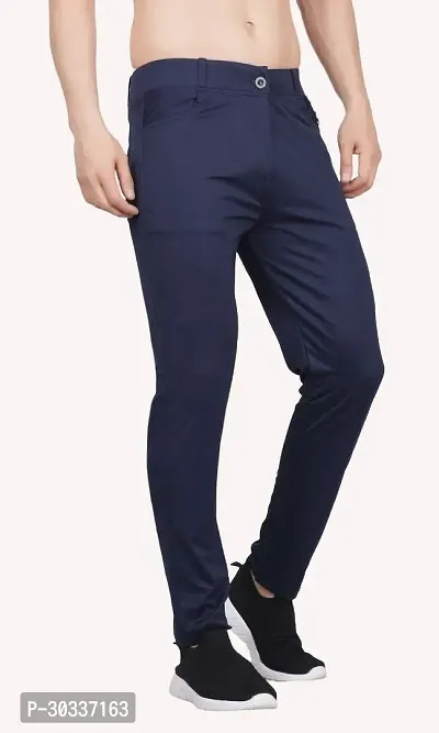 Mevan Comfortable Blue Polyester Spandex Regular Track Pants For Men