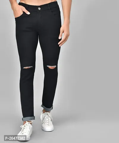 Stylish Black Denim Mid-Rise Jeans For Men-thumb5