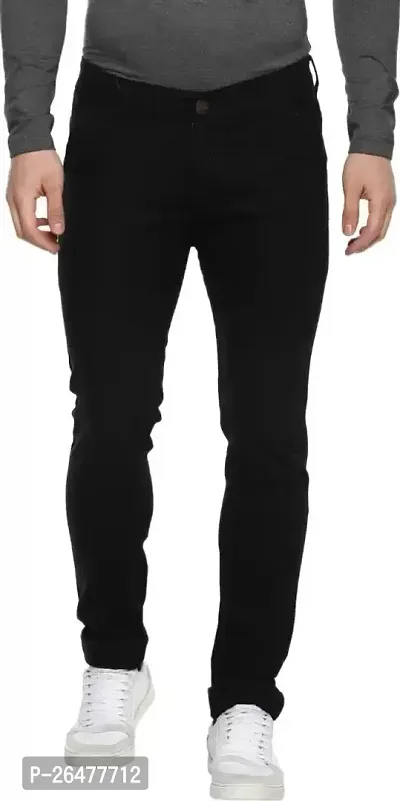 Stylish Black Denim Mid-Rise Jeans For Men-thumb0