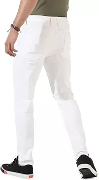 Stylish White Denim Solid Jeans For Men-thumb2