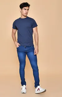 Classic Blue Denim Solid Jeans For Men-thumb2