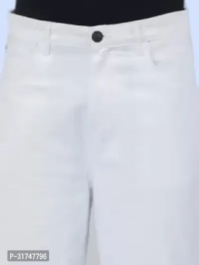 Stylish White Denim Solid Mid-Rise Jeans For Men-thumb4