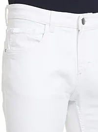 Stylish White Cotton Blend Mid-Rise Jeans For Men-thumb2