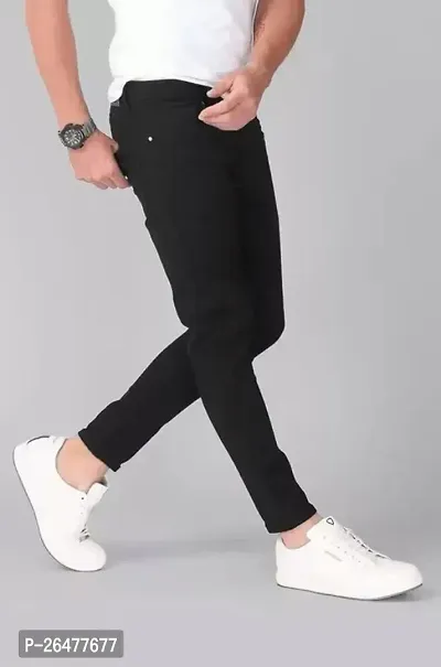 Stylish Black Cotton Blend Mid-Rise Jeans For Men-thumb3