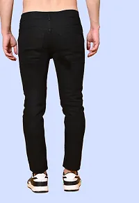 Stylish Black Denim Solid Mid-Rise Jeans For Men-thumb1