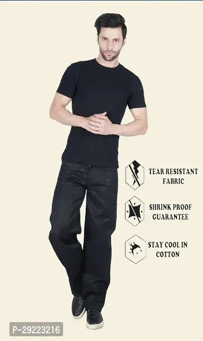 Stylish Black Cotton Blend Solid Mid-Rise Jeans For Men-thumb4