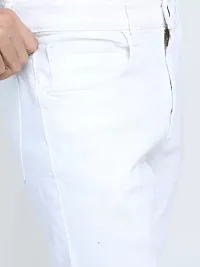 Stylish White Denim Solid Regular Fit Jeans For Men-thumb2