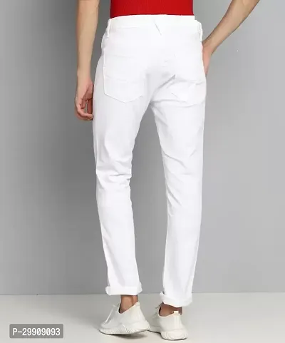 Stylish White Cotton Blend Mid-Rise Jeans For Men-thumb2