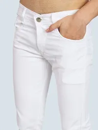 Stylish White Denim Solid Jeans For Men-thumb2