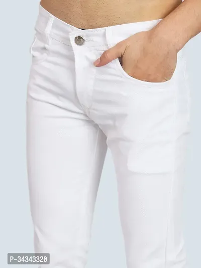 Stylish White Denim Solid Jeans For Men-thumb4