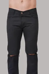 Stylish Black Solid Straight Fit Denim Jeans For Men-thumb3