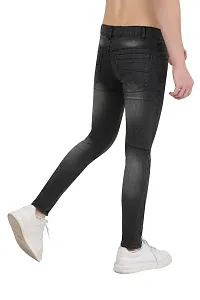 Stylish Grey Cotton Blend Solid Mid-Rise Jeans For Men-thumb1