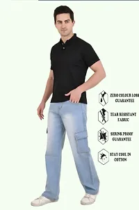 Stylish Blue Cotton Blend Solid Mid-Rise Jeans For Men-thumb3