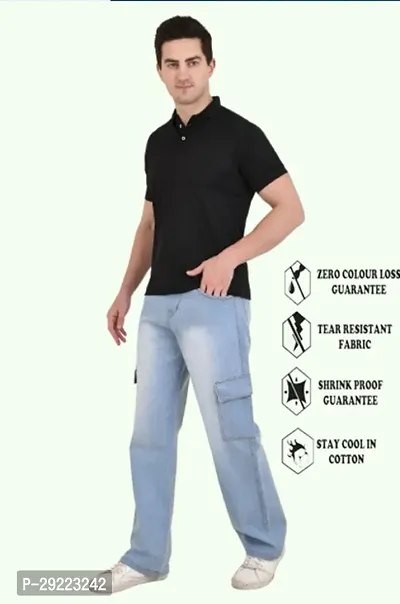 Stylish Blue Cotton Blend Solid Mid-Rise Jeans For Men-thumb4