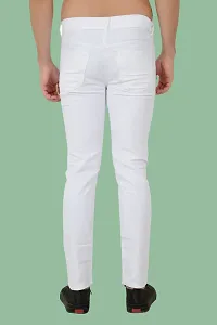 Stylish White Solid Tapered Fit  Denim Jeans For Men-thumb1