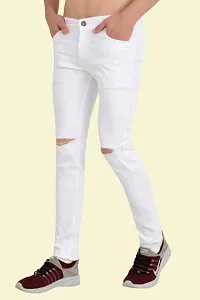 COMFITS Men's Regular Tapered Slit Cut Slim Fit Jeans (26) White-thumb2