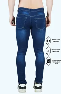 Stylish Blue Cotton Blend Solid Mid-Rise Jeans For Men-thumb1