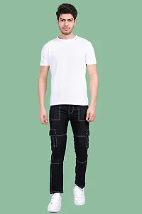 Stylish Black Denim Solid Jeans For Men-thumb2