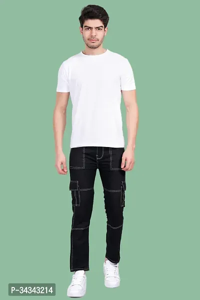 Stylish Black Denim Solid Jeans For Men-thumb3