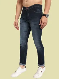 Classic Blue Cotton Blend Solid Jeans For Men-thumb2