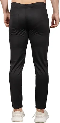 Mevan Comfortable Black Polyester Spandex Regular Track Pants For Men-thumb1